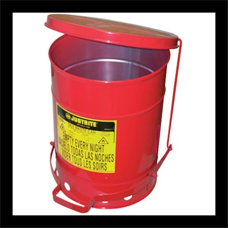 Justrite 6 gal. Galvanized Steel Oily Waste Safety Can with Foot Lever 9100